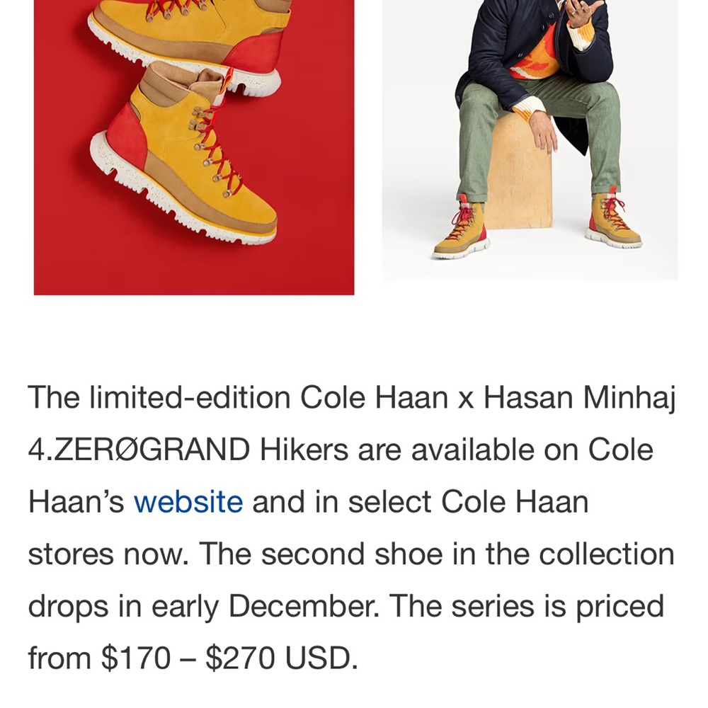 Cole Haan  x Hasan Minhaj 4.ZERØGRAND Hikers in Yellow and Red Size 11.5